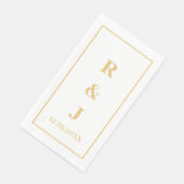 Monogram Aangepast Koppel Naam Goud Geel Wit Servet (Hoek)
