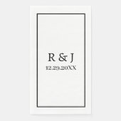 Monogram aangepast koppel naam trouwdag zwart wit servet (Voorkant)