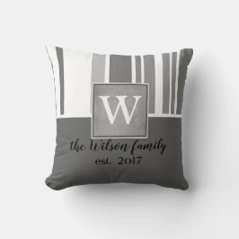 monogram aangepast ontwerp voor kussen grijs en wi