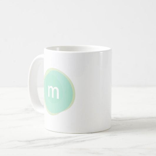 Monogram Aangepast op maat gemaakt in Mint en Groe Koffiemok (Voorkant links)