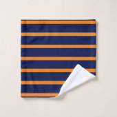 Monogram Aangepast Oranje Blauw Striped Solid Bad Handdoek (Wasdoekje)