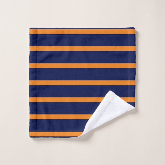 Monogram Aangepast Oranje Blauw Striped Solid Bad Handdoek (Wasdoekje)