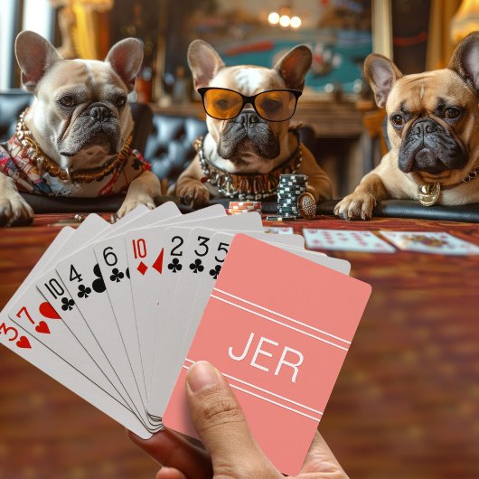 Monogram Aangepast Persoonlijk Modern Initiaal Kor Pokerkaarten