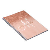 Monogram Aangepast Roos Gold Ombre Gift Notitieboek (Rechterzijde)