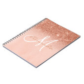 Monogram Aangepast Roos Gold Ombre Gift Notitieboek (Linkerzijde)