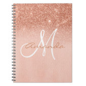 Monogram Aangepast Roos Gold Ombre Gift Notitieboek (Voorkant)