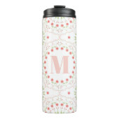 Monogram Aangepast Roze Blush Stijlvolle Aangepast Thermosbeker (Voorkant)