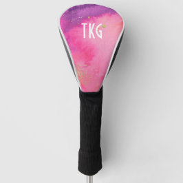Monogram aangepast roze, Paarse en goudhoudende Wa Golfheadcover