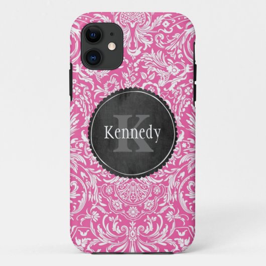 Monogram aangepast roze ventilatordambord Case-Mate iPhone case (Achterkant)