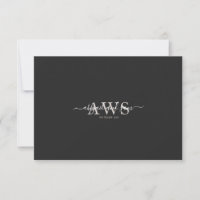 Monogram Aangepast script Namen Zwart huwelijksber