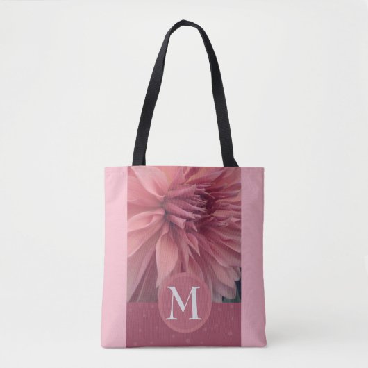 monogram aangepast tas voor roze bloemen (Voorkant)