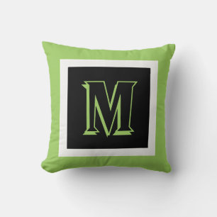 monogram aangepast zwart en groen decor kussen