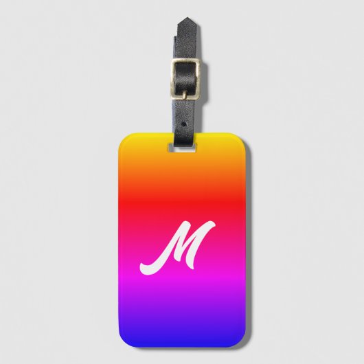 Monogram Aangepaste Bagagelabel regenboogkleuren (Voorkant (verticaal))