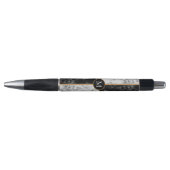 Monogram Aangepaste brief Zwart Wit Marmeren Pen (Voorkant)