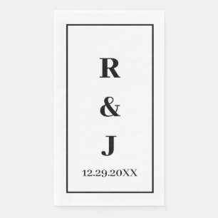 Monogram Aangepaste Couple Naam Zwart Witte Legant Servet
