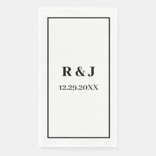 Monogram Aangepaste Couple Name Black White Minima Servet