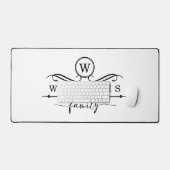 Monogram Aangepaste familienaam Zwart Script Bureaumat (Keyboard & Muis)