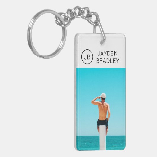 Monogram Aangepaste foto Aangepaste foto Aangepast Sleutelhanger (Voorkant Links)