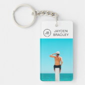 Monogram Aangepaste foto Aangepaste foto Aangepast Sleutelhanger (Voorkant)