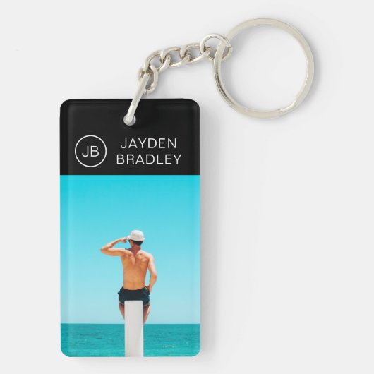 Monogram Aangepaste foto Aangepaste foto Aangepast Sleutelhanger (achterkant)