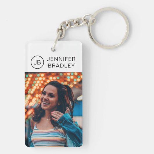 Monogram Aangepaste foto Aangepaste foto Aangepast Sleutelhanger (achterkant)