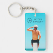 Monogram Aangepaste foto Aangepaste foto Aangepast Sleutelhanger (Voorkant)