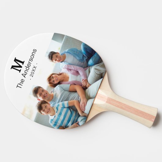 Monogram Aangepaste foto & naam Ping Pong Paddle Tafeltennisbatje (Zijkant)