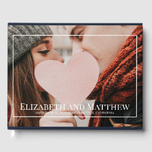 Monogram Aangepaste foto op White Lijst Wedding Gastenboek