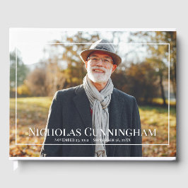 Monogram Aangepaste Foto op Witte Lijst Memorial Gastenboek