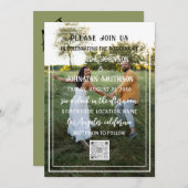 Monogram aangepaste foto QR-code ingelijst groen Kaart (Voorkant / Achterkant)