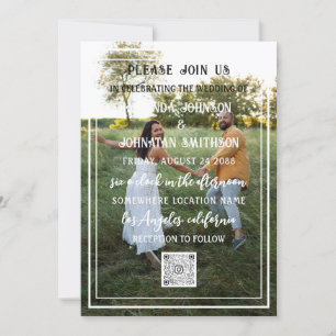 Monogram Aangepaste foto QR-code ingelijst groen Kaart