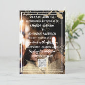 Monogram Aangepaste foto QR-code Zwart Wit Bloemmo Kaart (Staand voorkant)