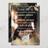 Monogram Aangepaste foto QR Code Zwart Witte Flora Kaart (Voorkant / Achterkant)