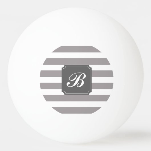 Monogram Aangepaste grijze strepe pingsbal Pingpongbal (Voorkant)