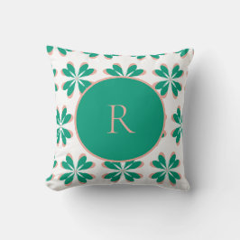 Monogram Aangepaste Groene Floral Kussen