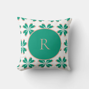 Monogram Aangepaste Groene Floral Kussen