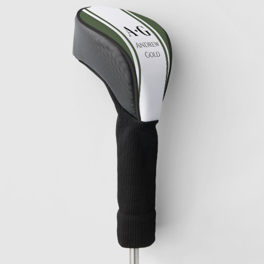 Monogram Aangepaste Initialen - Groen Golfheadcover (Schuin)