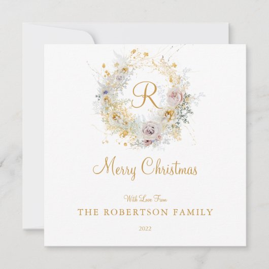 Monogram Aangepaste kerstnaam Kaart (Voorkant)