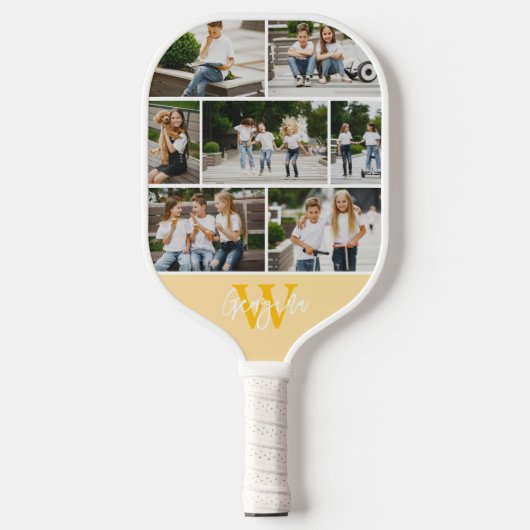 Monogram Aangepaste kleuren voor fotocollage Pickleball Paddle (Voorkant)