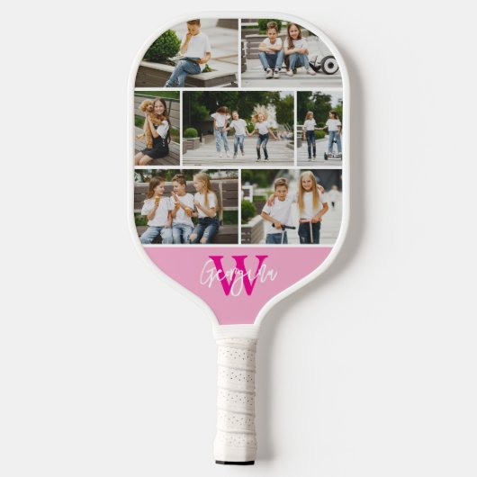 Monogram Aangepaste kleuren voor fotocollage Pickleball Paddle (Achterkant)