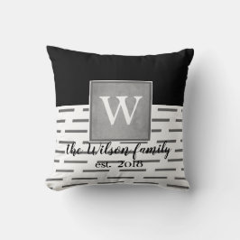 monogram aangepaste kussen grijs en wit
