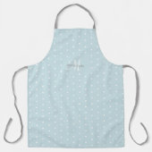 Monogram Aangepaste Naam Blauw Grijs Wit Polka Dot Schort (Voorkant)