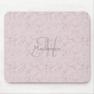Monogram Aangepaste naam Blush roze grijze marmer Muismat