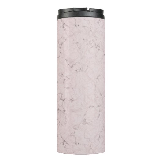 Monogram Aangepaste naam Blush roze grijze marmer Thermosbeker (Achterkant)