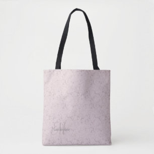 Monogram Aangepaste naam Blush roze grijze marmer  Tote Bag
