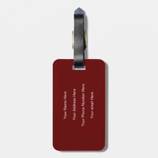 Monogram Aangepaste naam Bourgogne Rood Gift Favor Bagagelabel (Achterkant verticaal)