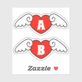 Monogram Aangepaste naam Cool Flying Hearts met Vl Sticker (Vel)