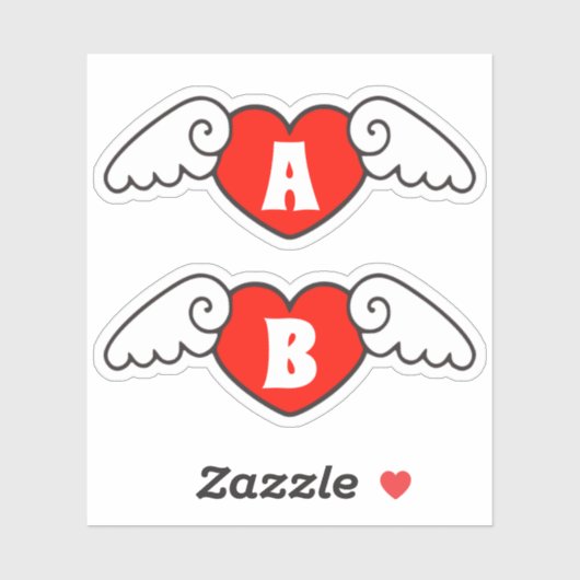 Monogram Aangepaste naam Cool Flying Hearts met Vl Sticker (Vel)