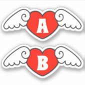 Monogram Aangepaste naam Cool Flying Hearts met Vl Sticker (Voorkant)