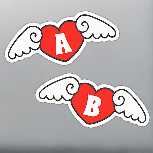 Monogram Aangepaste Naam Cool Vliegende Harten met Sticker
